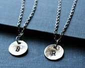 TWO Personalized Recycled Sterling Silver Initial Necklaces