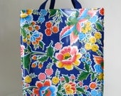 Durable Oilcloth Shopping Tote - Dark Blue Zoya