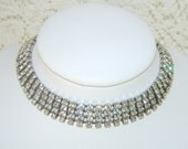 Rhinestone Jewelry Necklace 4 Row Bridal Choker Wedding Jewelry Formal Vintage Accessory