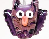 Purple Owl Handmade Lampwork Glass Bead - Wally
