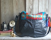 TUNDRA /// black leather bag with pendleton navajo southwestern fabric