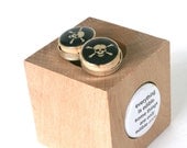 Skull Crossbones Cufflinks, Poison Cufflinks, Cork Cufflinks, Recycled Cufflinks, Tattoo, Black Cufflinks, Goth Cufflinks