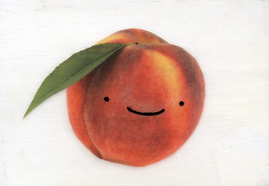 Happy Peach original collage mixed media art