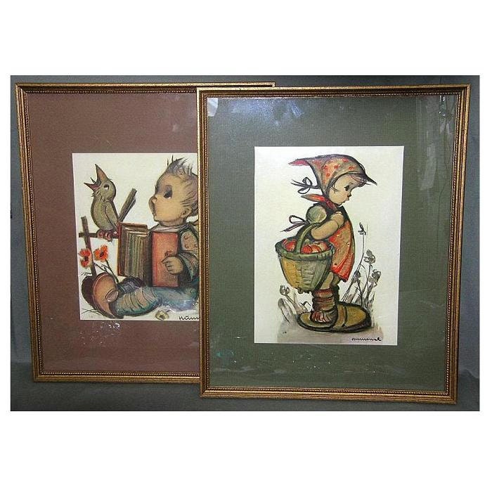 Vintage Large Pair Framed Hummel Prints Ars Edition 1981