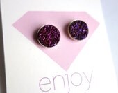 Intergalactic Purple Druzy Studs in Sterling Silver