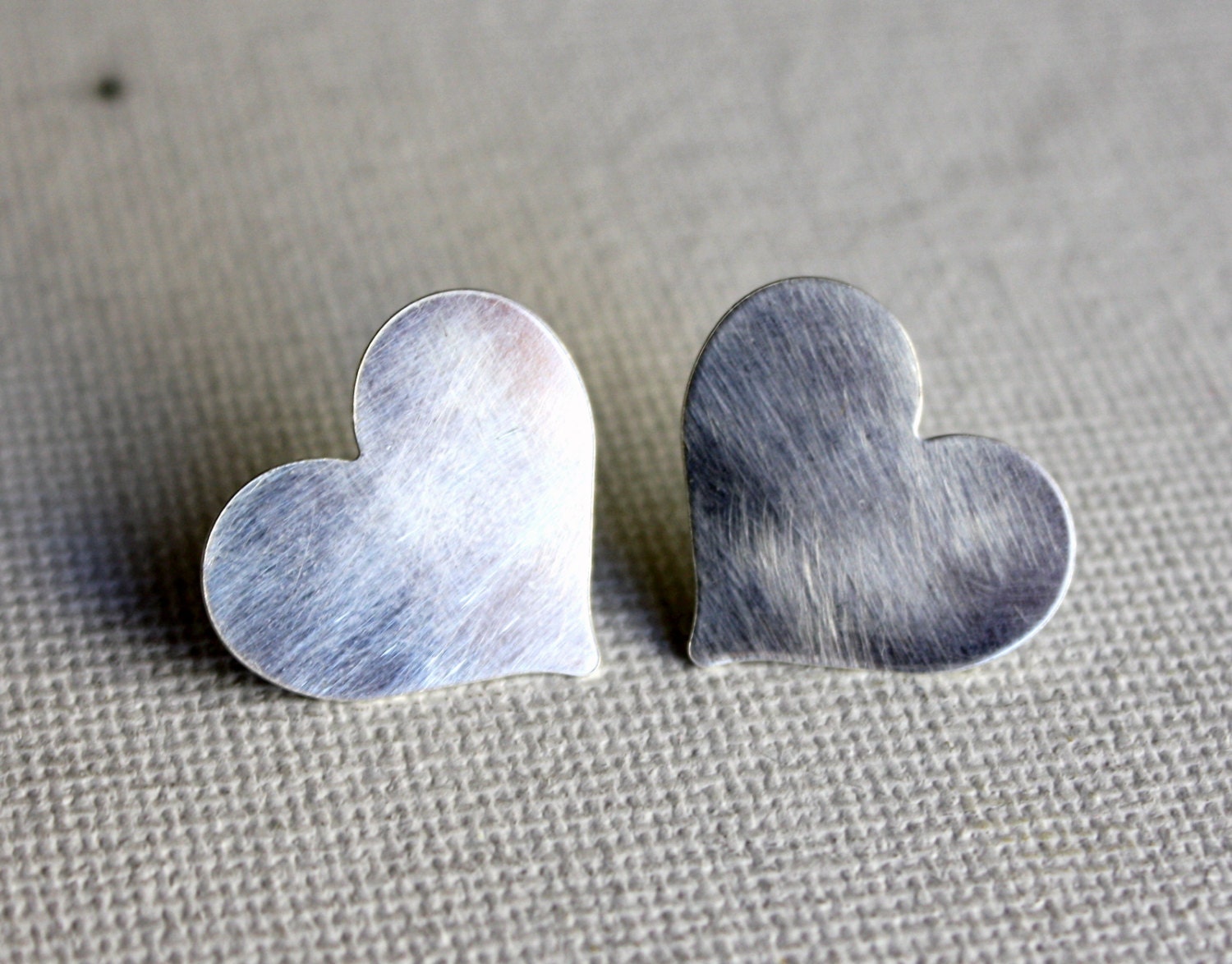 Large Brushed Sterling SIlver Stud Earrings