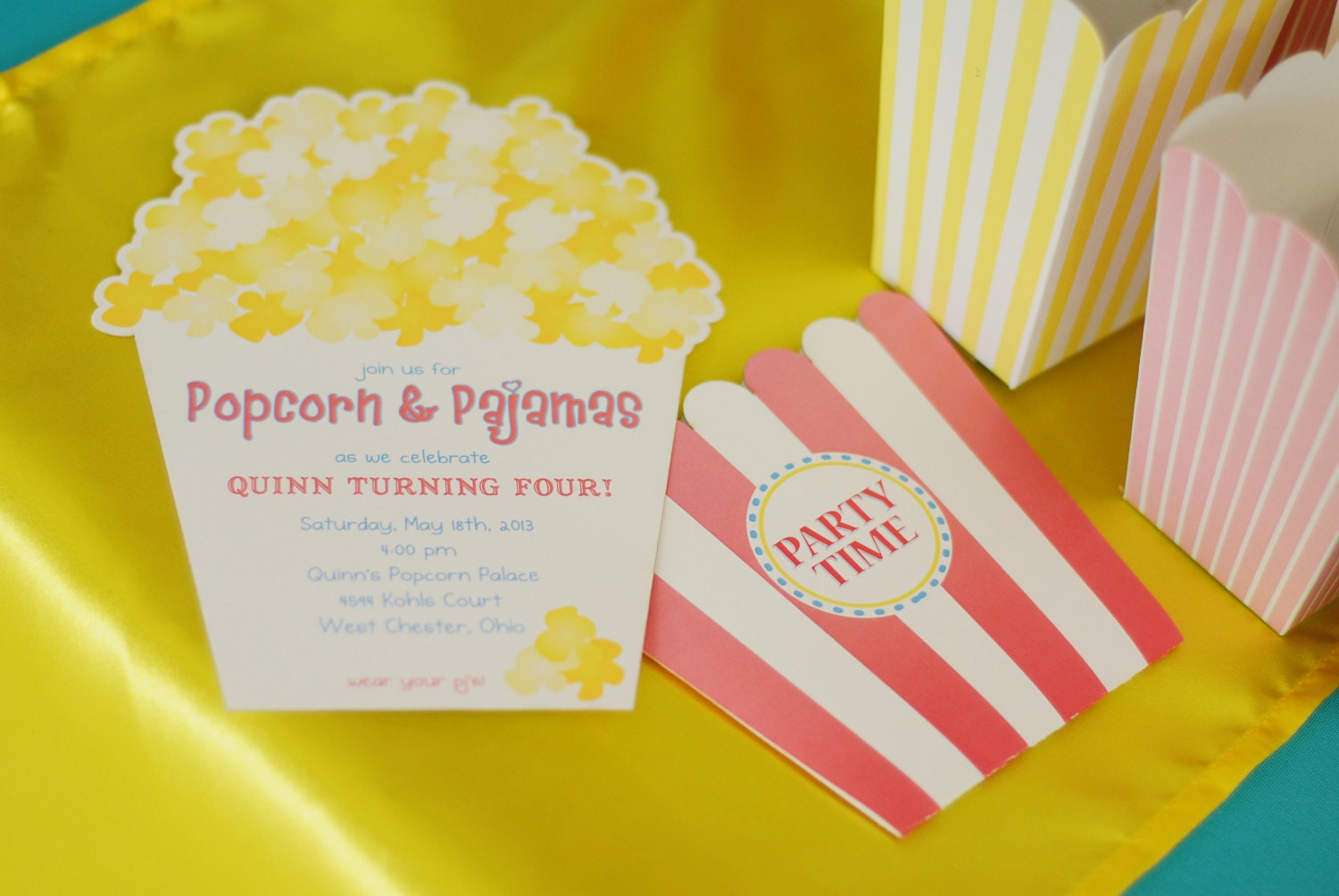 Popcorn & Pajama Party Invitation