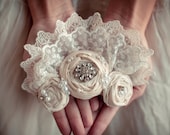 Cotton Rosette and Lace Bridal Hair Clip, Weddings, Wedding Hair, Hair piece, Fascinator, Vintage Wedding