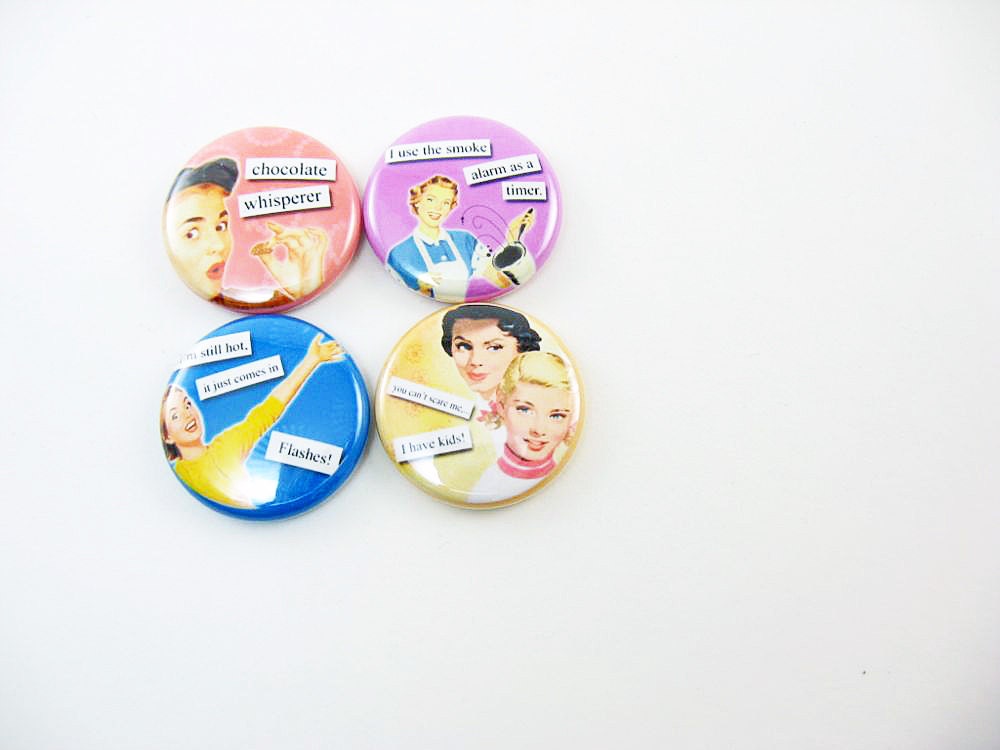 4 humorous fridge magnets / sarcastic funny sayings words - pink blue coral 1198