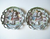 Antique Bone China Lace Wall Plaques Set of 2