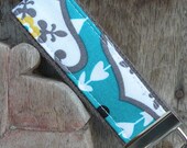 READY TO SHIP-Beautiful MiNi Key Fob/Keychain-Turq Wallpaper On Gray
