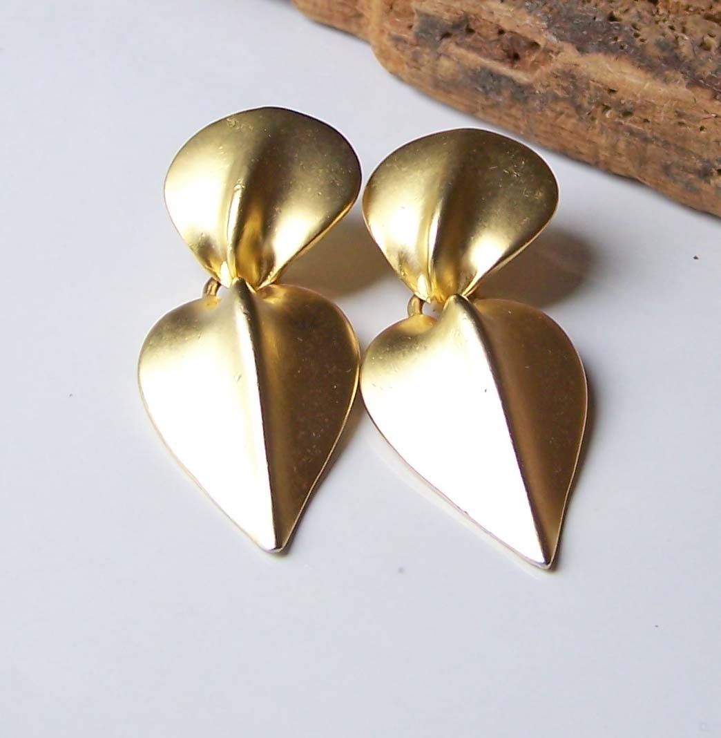 Etsy, Etsy Jewelry, Matte Gold Earrings, Spear Earrings, Tribal Earrings, Late 80s Earrings, Early 90s Earrings