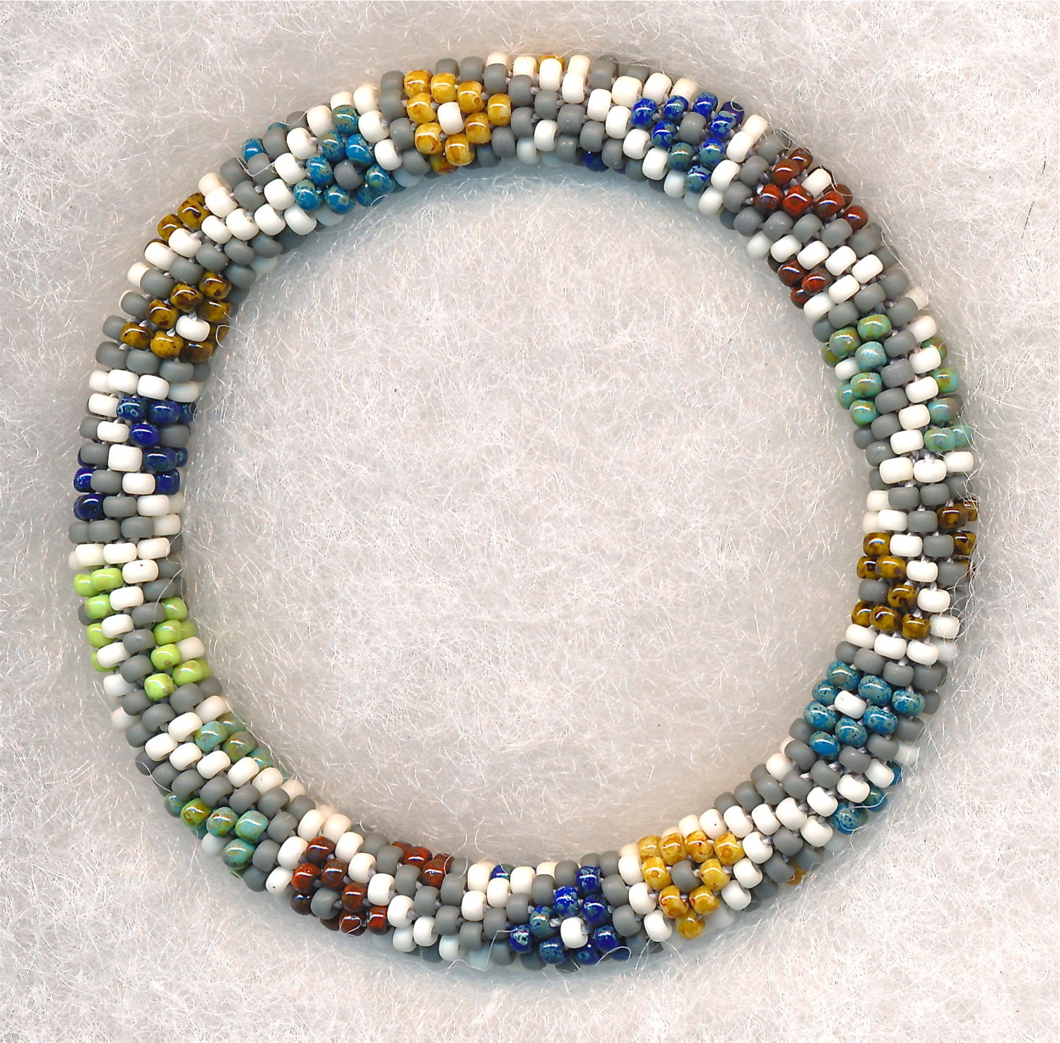 Picasso Mosaic Bead Crochet Bracelet