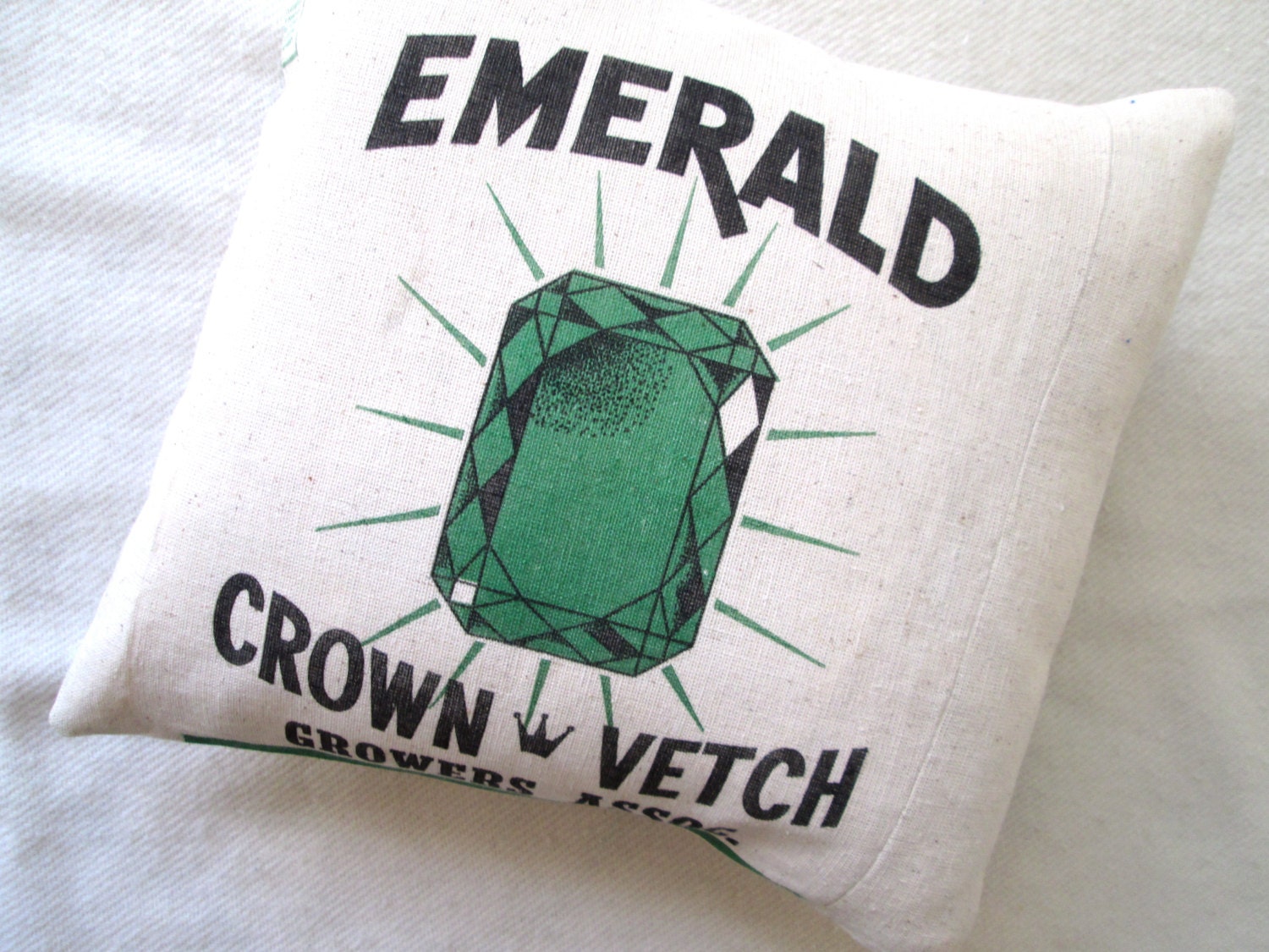 Emerald Green Grain Sack Pillow - lesliejanson