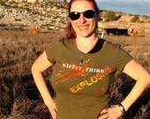 BIG DETONATORS womens' Explosive Safety Third tshirt ladies safety 3rd tshirt Olive Green explosive fire bomb Small to 3xl plus size