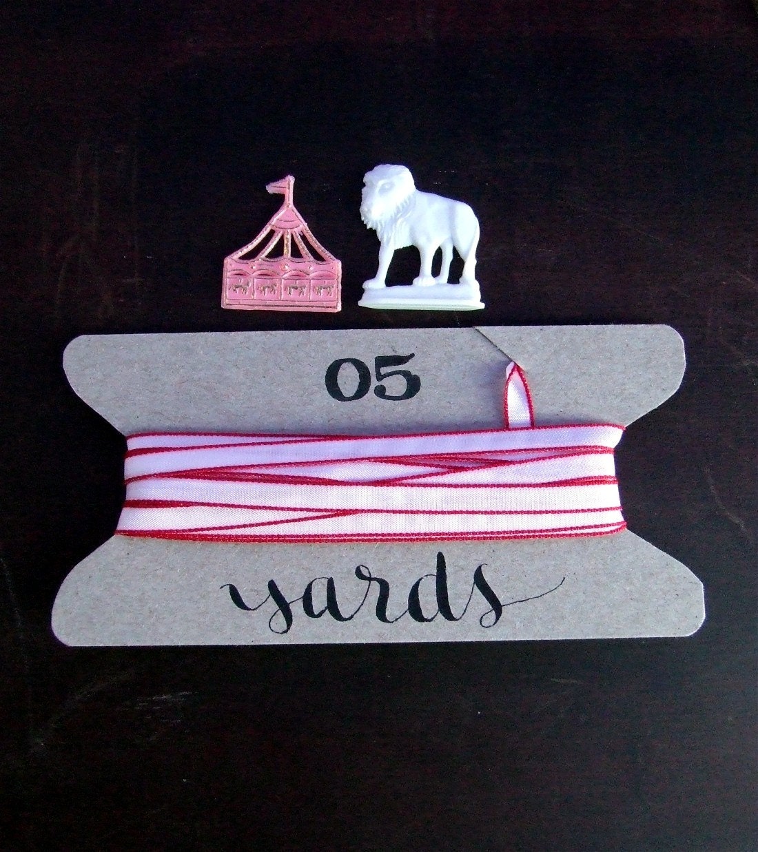 White and Red Ribbon // gift wrapping // pretty packaging // 1/4 inch wide x 5 yards