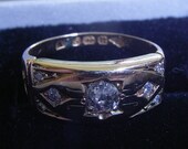 Antique 1887 15ct Gold Seven Diamonds Gypsy Ring Hallmarked