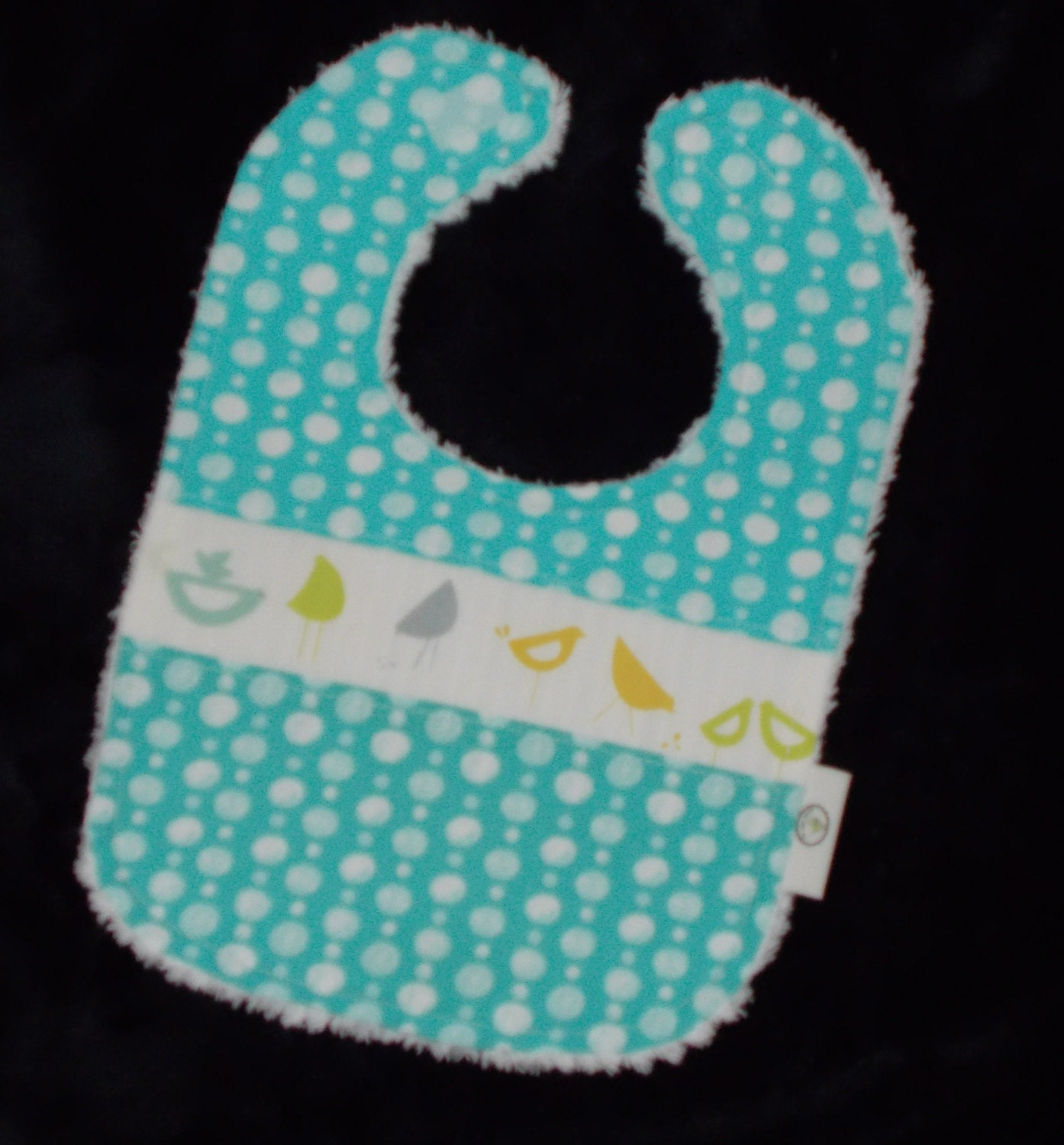 Blue Little Bird and Dots Chenille Bib - Organic