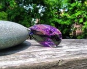 Large Ikat Inspired Vintage  Lilac Glass Pendant to wear or display