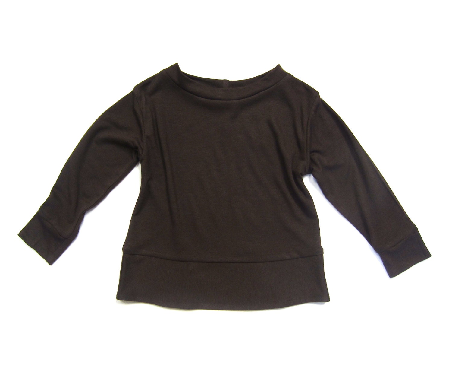 Long Sleeve Peplum Knit Shirt (dark brown)