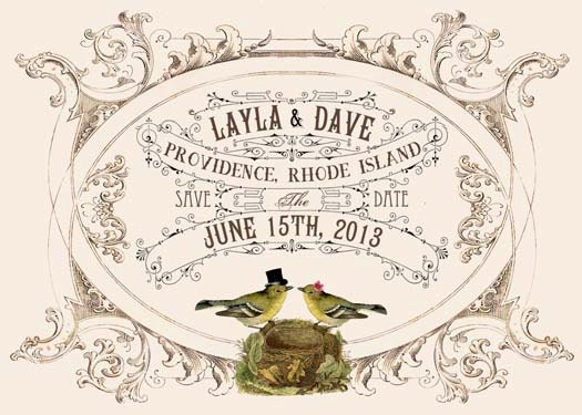 Printable DIY Wedding Save the Date Cards - Digital Download - Customized Vintage Victorian Love Birds Wedding