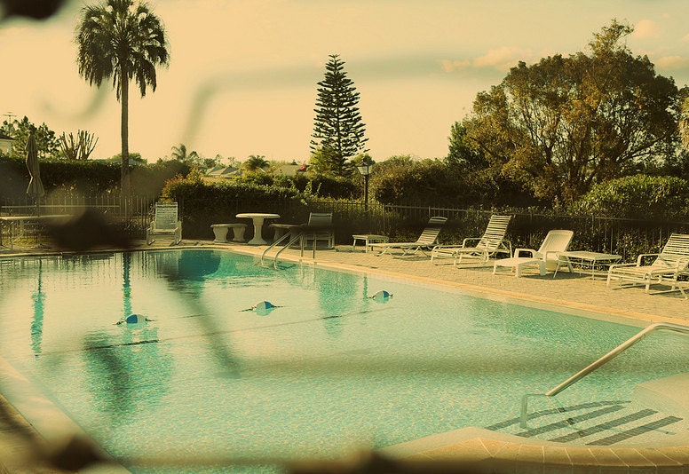 Retro Swimming Pool - Palm Trees- Retro Travel - Vacation - Fine Art Photography - Nostalgic - Nostalgia 11x16