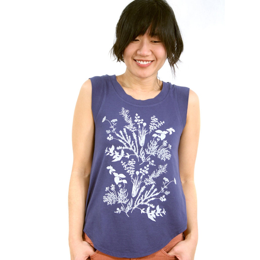 Herb Garden Ballerina Cap Sleeve Tee in Indigo