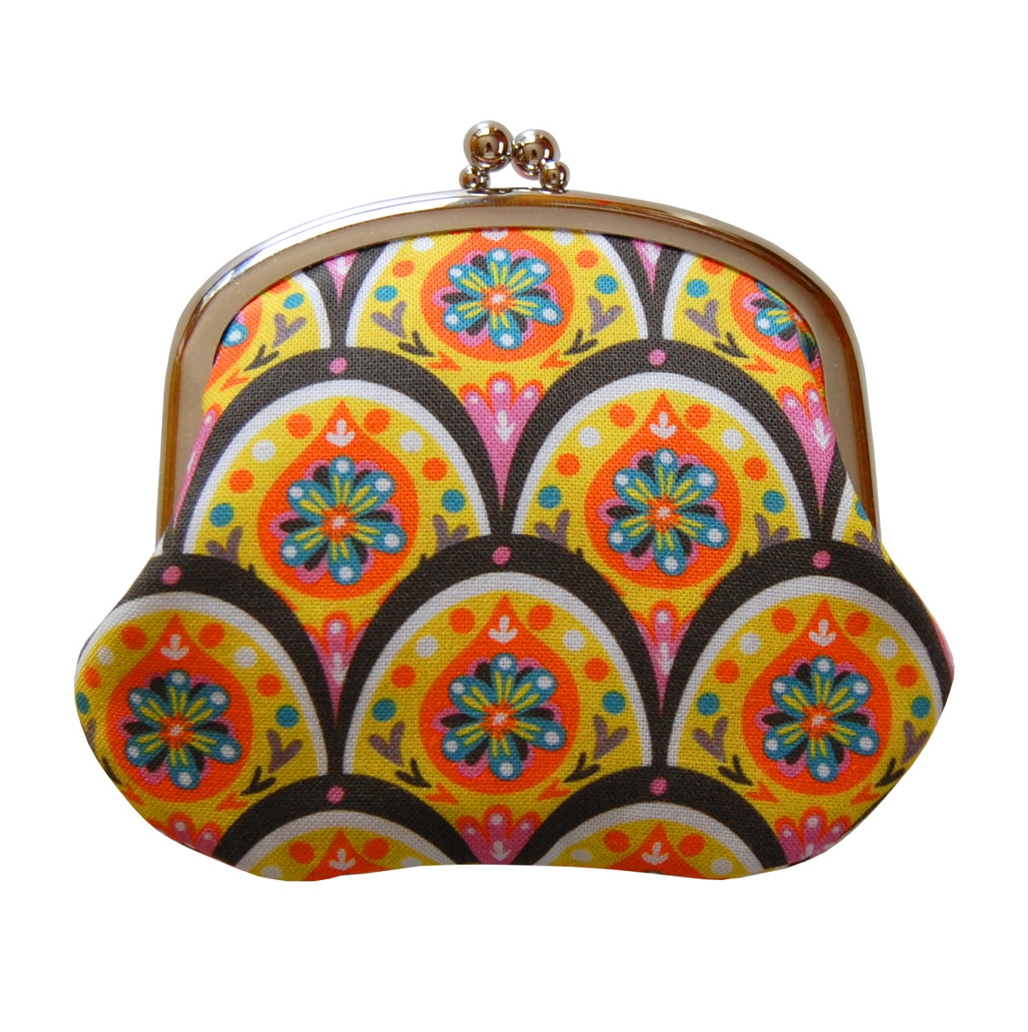 Coin purse with bright floral teardrops