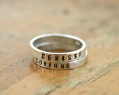 Two customized Sterling silver hammered personalized name rings - personalized stacking rings