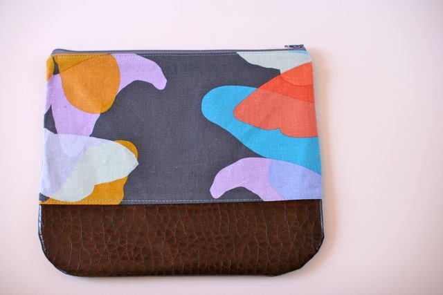 Faux Leather Trimmed Clutch