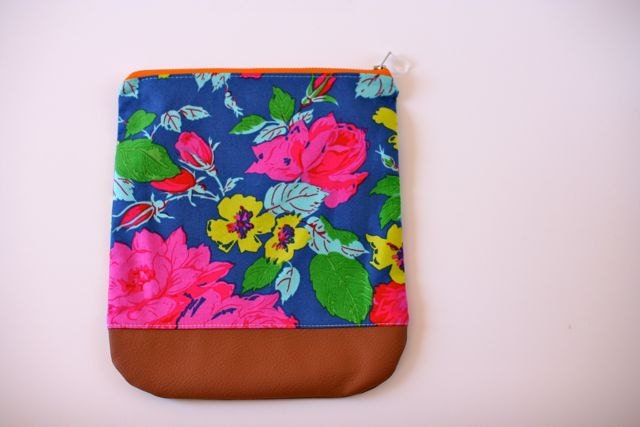 Faux Leather Trimmed Clutch