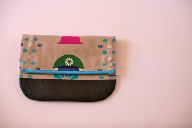 Faux Leather Trimmed Clutch