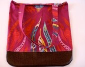 Faux Leather Trimmed Tote Bag