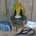 Flower Pinkeep on Old Wood Spool Mustard Wool