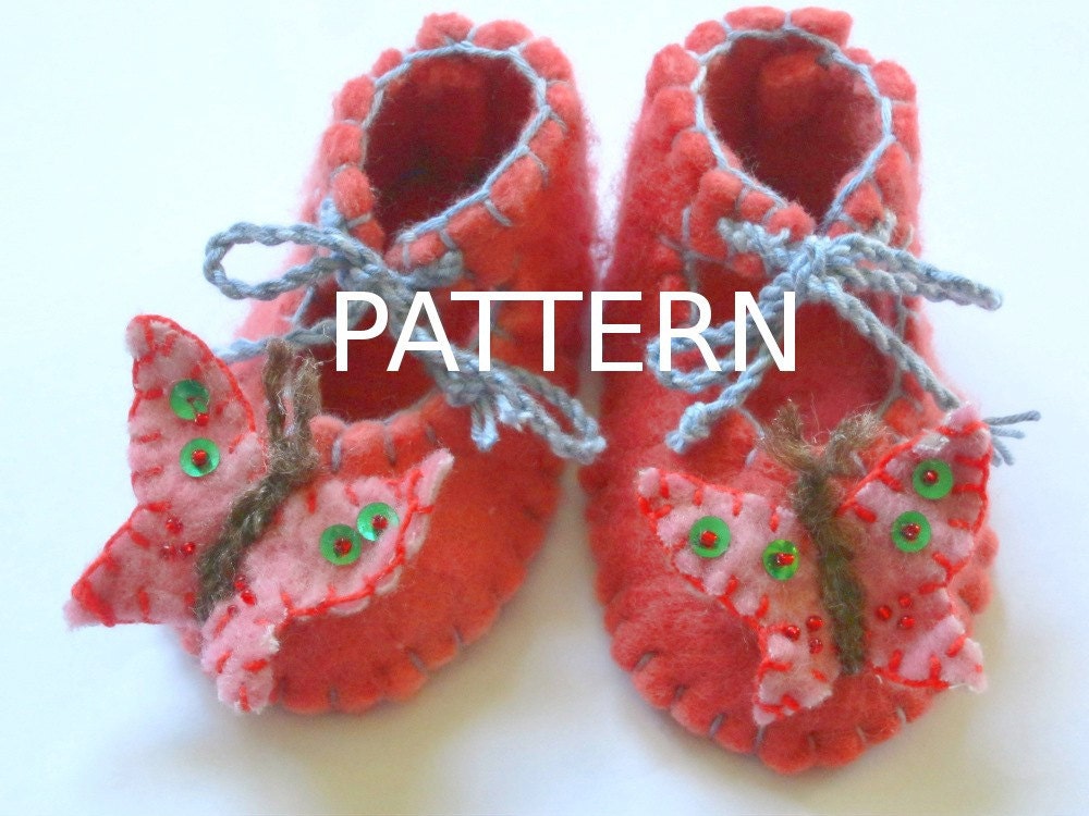 Instant Download Felted Baby Booties Pattern PDF with Butterflies - Sell finished items