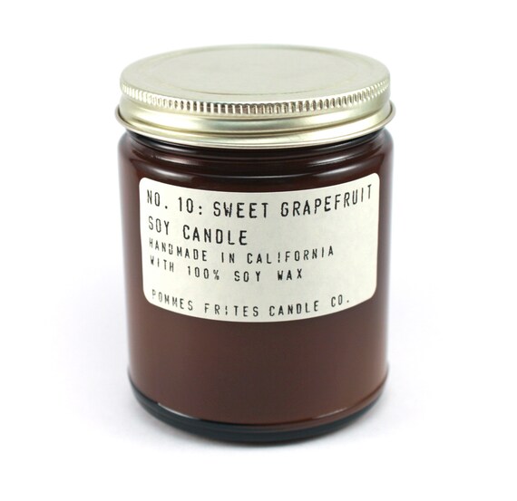 No. 10 SWEET GRAPEFRUIT 7.5 oz soy wax candle by pommesfrites