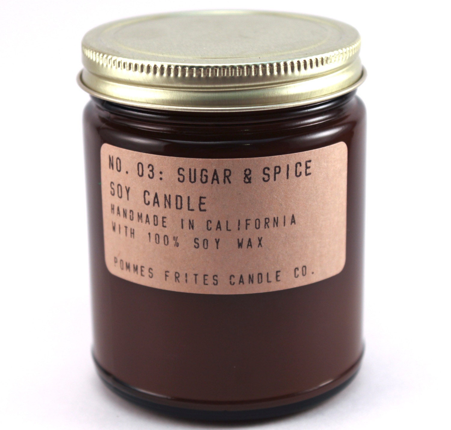no. 3: sugar & spice - 8 oz soy wax candle - apothecary style jar - warm, bakery-fresh scent with juicy raisin undertones