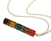 birthstone necklace with 5 crystals, gold mother's necklace