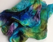 Hand Dyed Mawata mulberry Silk Hankies 10g Paua