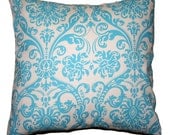 Pillow Cover Blue Tiffany Blue Damask 16" x 16"