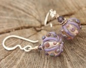 Purple Sea Urchin Style Earrings Gorgeous