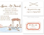 Little Canoe Outdoors Themed Wedding Invitation with Postcard RSVP
