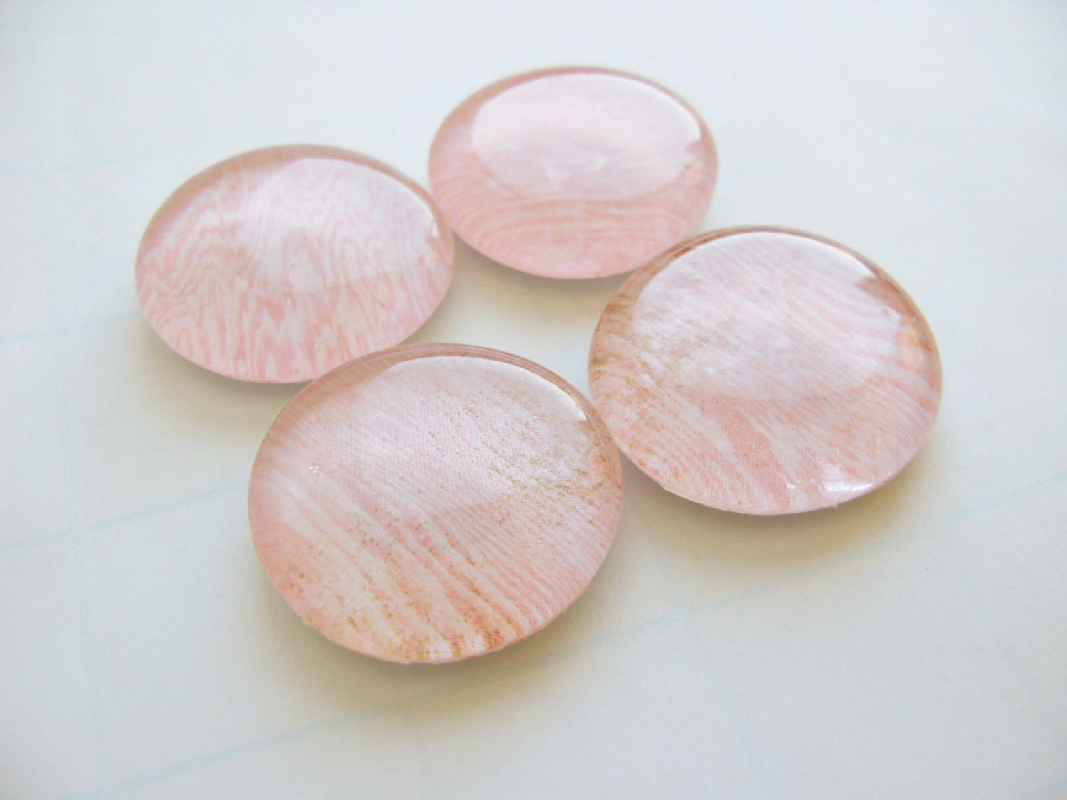 Pretty in Pink Wood Grain Magnets - Set of 4