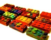 Recycled Crayons - Building Brick Rainbow Crayons (Set of 6 Recycled Crayons)