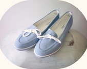 Vintage Light Blue Canvas Loafers