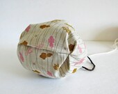 Yarn cozy -- Round drawstring bag -- Gold fish Japanese Linen
