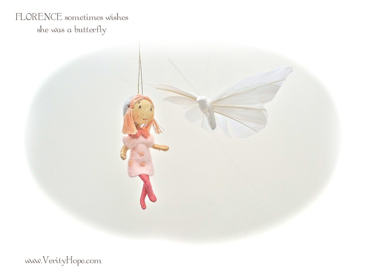 Florence miniature hanging ornament doll. Friend of Verity Hope