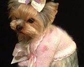 Pinks and Pearls ROSEBUD SHRUG Original ANGORA Dog Sweater -- Custom -- Hand Knit -- All Sizes