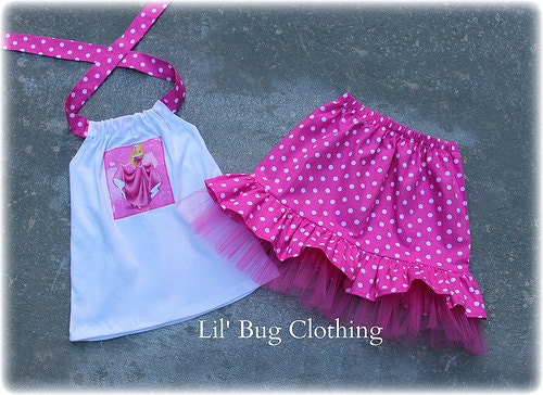 Custsom Boutique Clothing Disney Princess Sleeping Beauty  Tulle Skirt and Halter Top