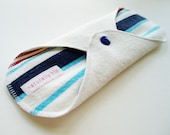9" Organic Bamboo Fleece Cloth Menstrual Pad - Nautical Stripes